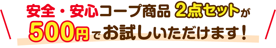 安全・安心コープ商品2点セットが500円でお試しいただけます！